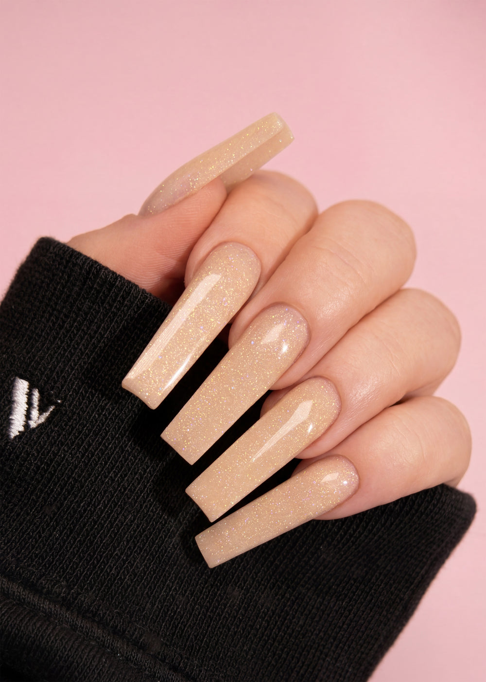 Forever-ish glitter finish acrylic cover powder - hand swatch - V Beauty Pure